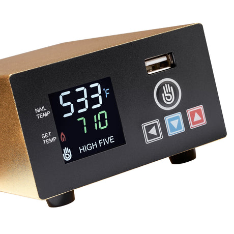 High Five LCD E-Nail with Titanium Nail, digital temperature display, front view on white background