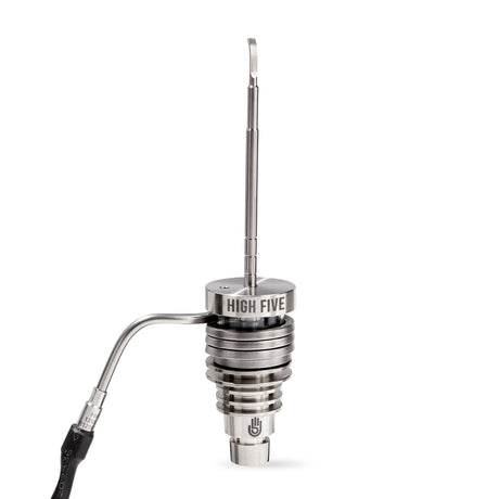 High Five LCD E-Nail with Coil, Hybrid Titanium Nail, and Dabber for Concentrates - Front View