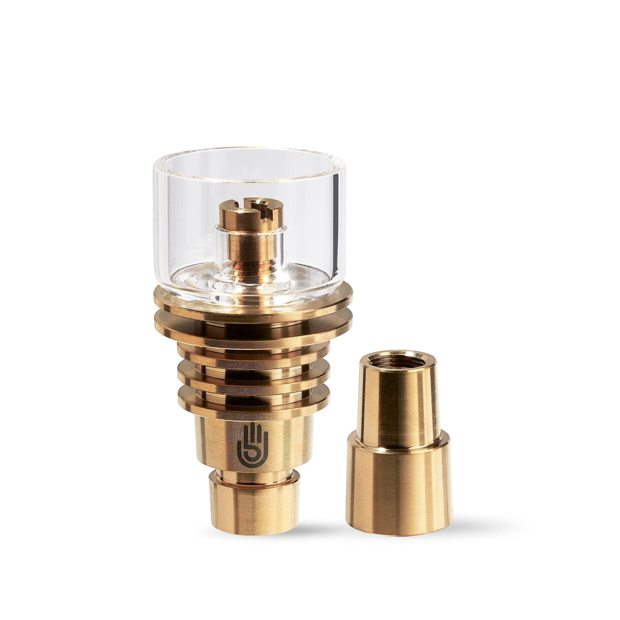 High Five MICRO E-nail with Hybrid Nail & Rig Kit, brass finish, front view on white background