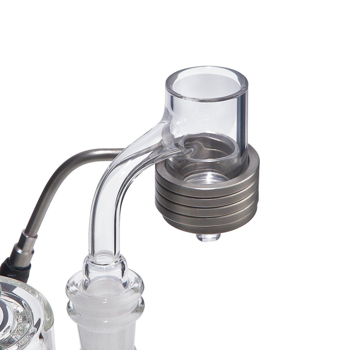 High Five Quartz E-Banger Insert for Dab Rigs, 2 Pack, clear view on glass joint