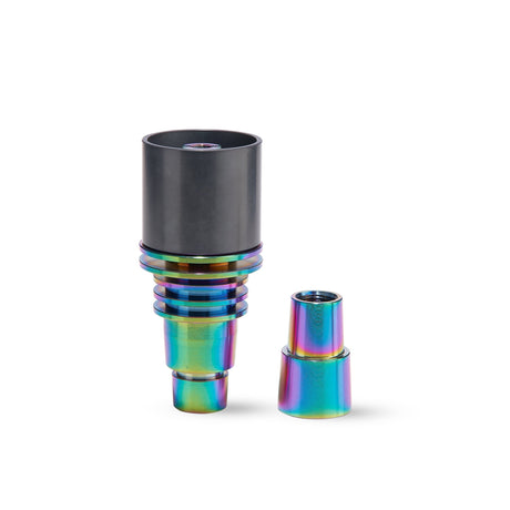 High Five SIC Hybrid Nail Dish for concentrates, iridescent finish, front view on white background