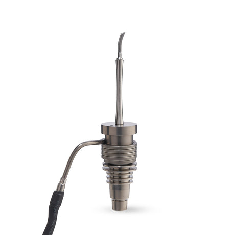 High Five Silver Multi Tip Carb Cap for E-Nail, Durable Titanium, Angled Tip, Front View