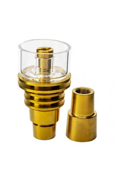High Five Universal Deep Dish Hybrid Nail in gold with 25mm quartz dish, ideal for dab rigs