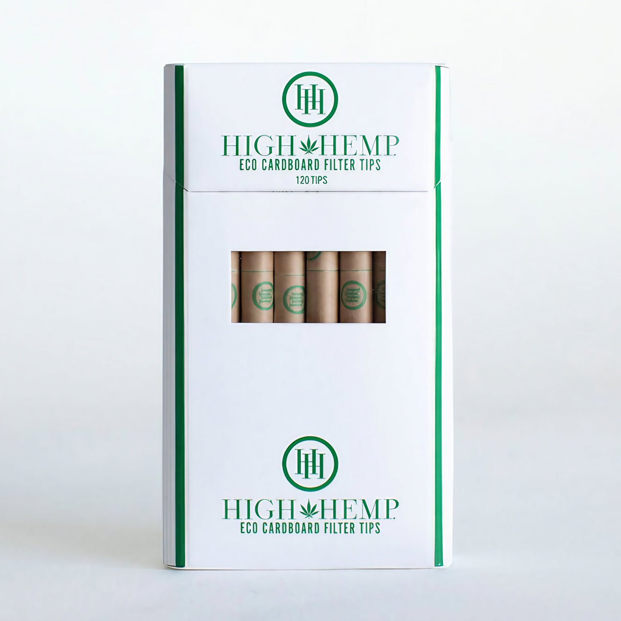 High Hemp Eco Cardboard Filter Tips 12-Pack Display Front View on White Background