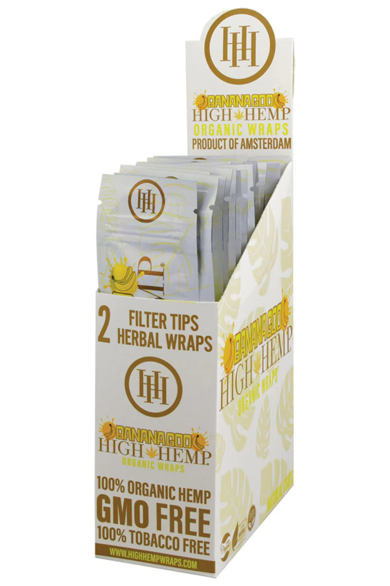 High Hemp Organic CBD Blunt Wraps Banana Flavor 25 Pack Display Box