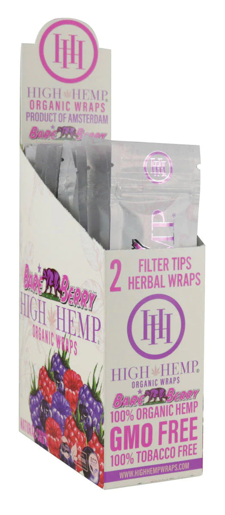 High Hemp Organic CBD Blunt Wraps Berry Flavor, 25 Pack, GMO & Tobacco Free