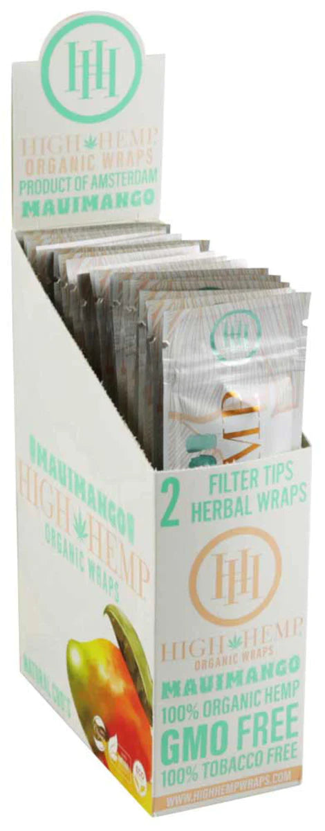 High Hemp Organic CBD Blunt Wraps, Maui Mango flavor, 25 pack, front view