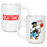 High Times Ceramic Mug 15oz with Cowboy Graphic, Front and Back View