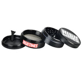 High Times 4-piece Metal Grinder set, 2.5" size, with kief catcher - Assorted Display