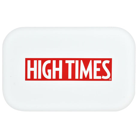 High Times White Metal Rolling Tray with Lid - 11"x7" Top View