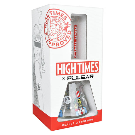 Pulsar Beaker Water Pipe with Uncle Sam design, 10.5" height, 14mm joint, packaged view
