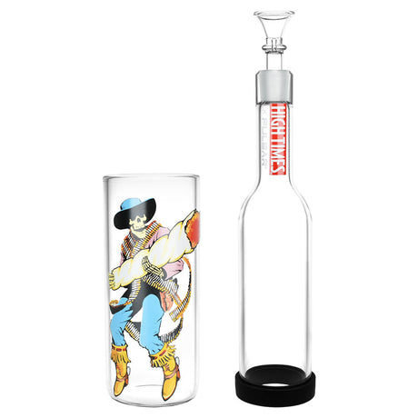Pulsar Gravity Water Pipe with Cowboy Boots Design, Clear Borosilicate Glass, 11.5" Tall, Front View