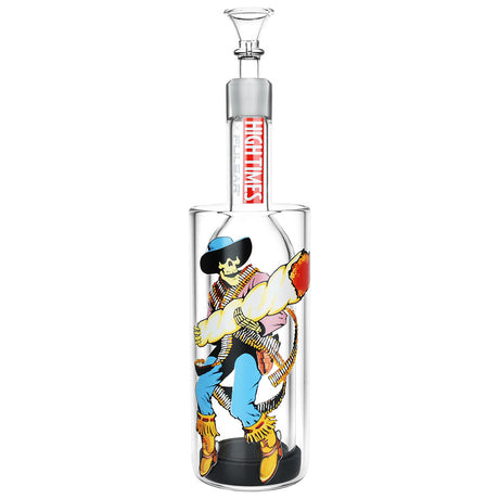 Pulsar x High Times Gravity Water Pipe with Cowboy Boots Design, 11.5" Tall, Clear Borosilicate Glass, Front View