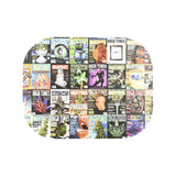 Pulsar Mini Metal Rolling Tray with High Times Magazine Covers Collage Design, 7"x5.5", Top View