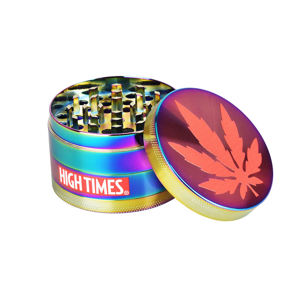 High Times Chameleon Metal Grinder, 4-piece, 2.5" with magnetic lid, front view on white background