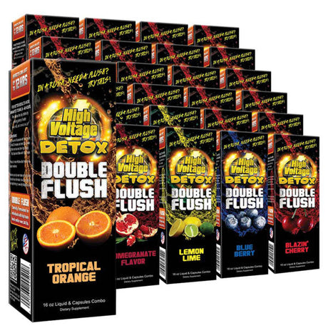High Voltage Detox Double Flush 16oz in Mixed Flavors 24pc Case Display