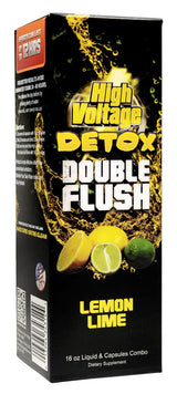 High Voltage Detox Double Flush Lemon Lime 16oz, front view of 24pc case for cleanse & detox