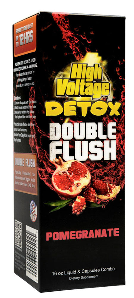 High Voltage Detox Double Flush 16oz Pomegranate Flavor 24pc Case Front View