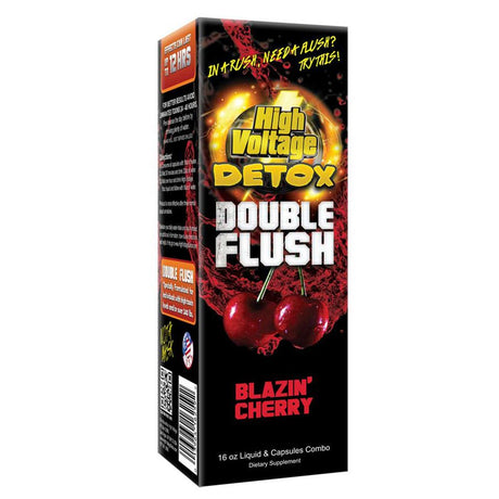 High Voltage Detox Double Flush Combo in Blazin' Cherry flavor, front view of the package