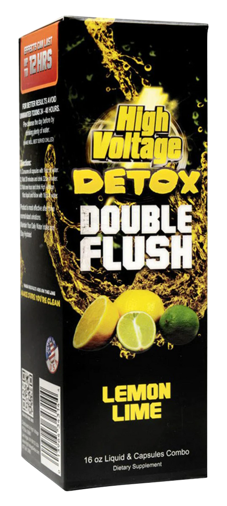 High Voltage Detox Double Flush Lemon Lime flavor, 16 oz liquid & capsules combo for cleanse & detox.