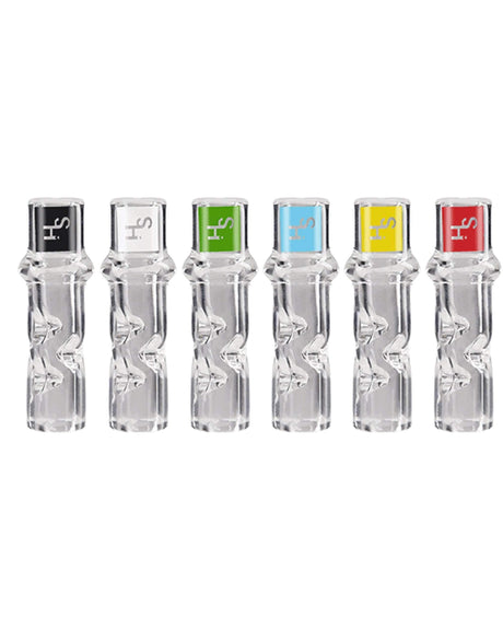 Higher Standards Heavy Wall Glass Tips in Assorted Colors, Front View - Compact One-Hitter Design