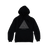 Higher Standards Hoodie in black with concentric triangle design, front view on a seamless white background