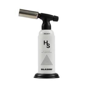 Higher Standards x Blazer Big Shot Torch V3 with white triangles design, front view on white background