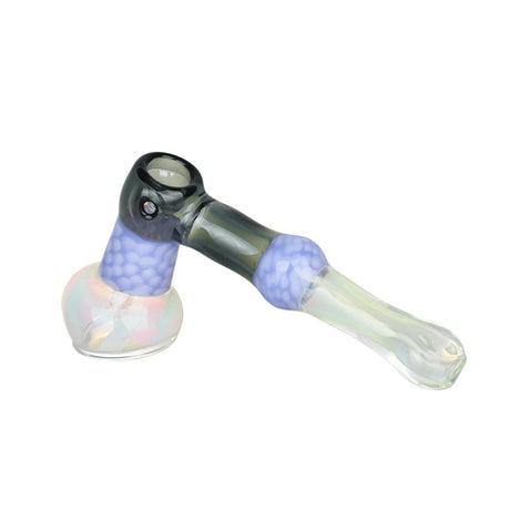 Purple Hip Honeycomb Hammer Bubbler Pipe in Borosilicate Glass with Bubble Design - Side View