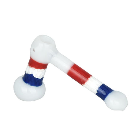 Red White & Blue Hip Honeycomb Hammer Bubbler Pipe on white background