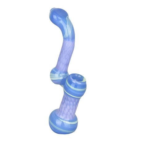 6.5" Hip Honeycomb Sherlock Bubbler Pipe in Borosilicate Glass with Blue Accents - Front View