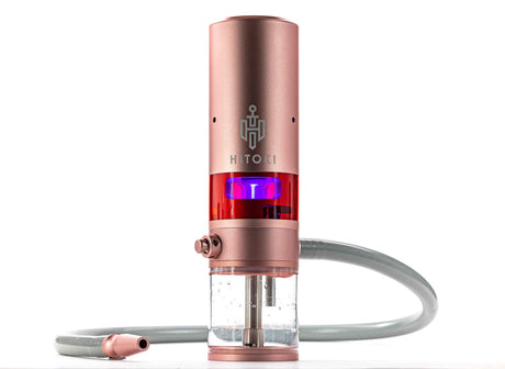 Hitoki Trident 2.0 Laser Water Pipe in Rose Gold with Clear Chamber and Hose