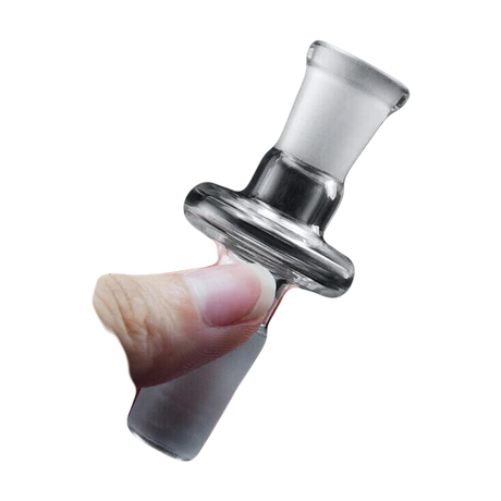 PILOT DIARY 14mm Male to 10mm Female Glass Adapter held between fingers against a black background