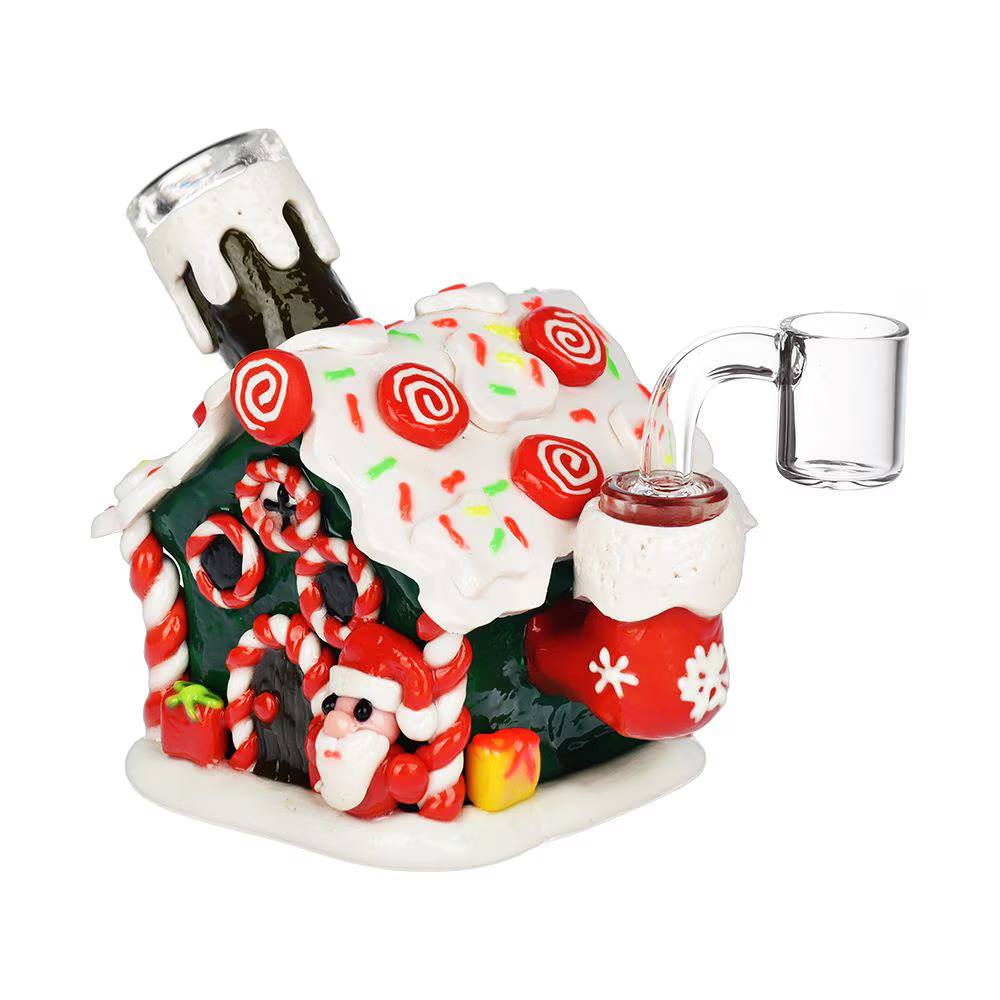 Holiday Gingerbread House Glass Dab Rig | 4.5