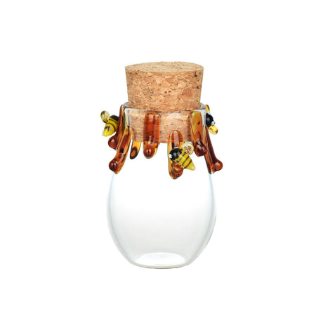 Honey Bee Glass Storage Jar with Cork Lid - Borosilicate Glass - Front View
