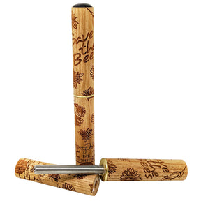 Honey Dabber II Save The Bees Edition, portable wooden dab straw with titanium tip, front view