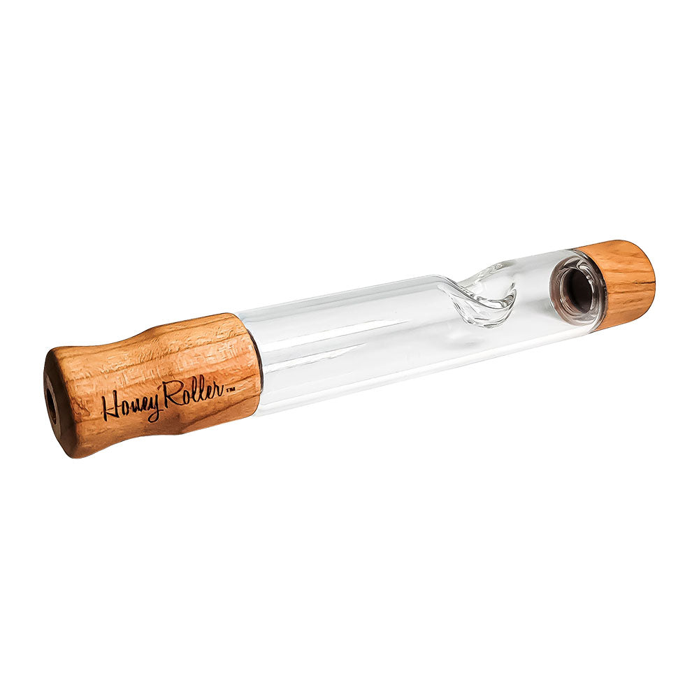 Honey Labs Honey Roller Steamroller with Clear Glass and Wooden Ends - Side View