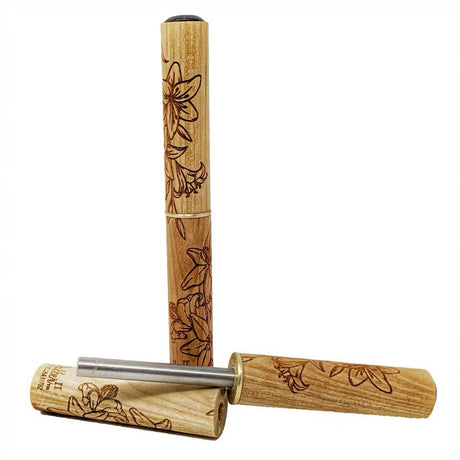 Honey Labs HoneyDabber II with Lily Design and Titanium Tip, Portable 5" Dab Tool, Side View