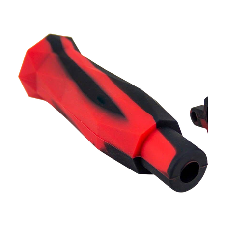 PILOT DIARY 2-in-1 Silicone Honey Straw Pipe in red and black, disassembled view