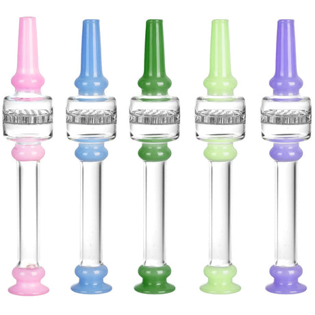 Assorted pastel-colored Honeycomb Dab Straws, 5.5" borosilicate glass, front view