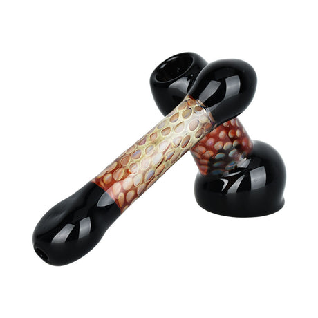 Amber and Black Honeycomb Hype Sidecar Bubbler Pipe with Borosilicate Glass, Side View
