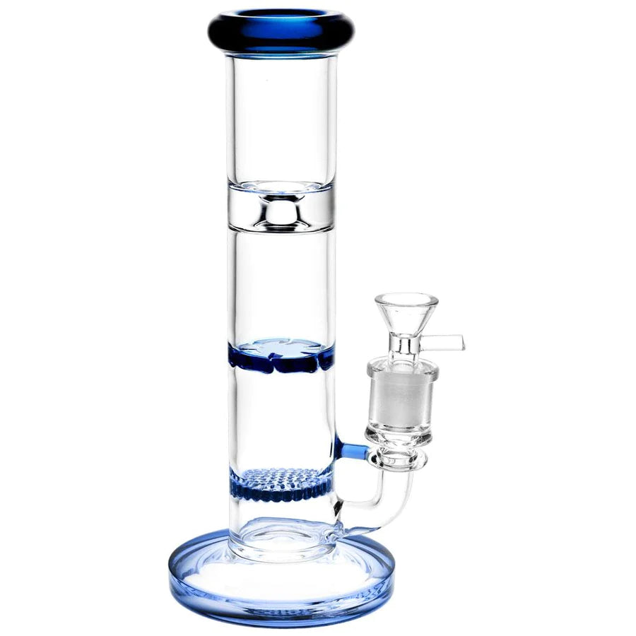 9" Borosilicate Glass Water Pipe with Honeycomb & Turbine Perc, 90 Degree Joint