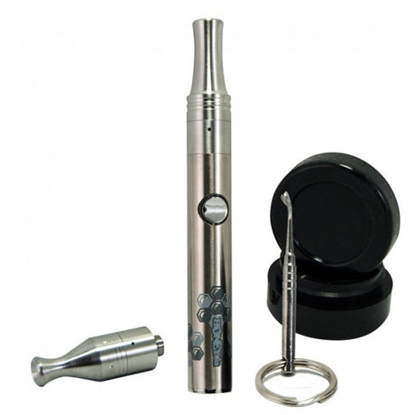 HoneyStick Aficionado Kit with battery-powered vaporizer, silicone container, and dab tool