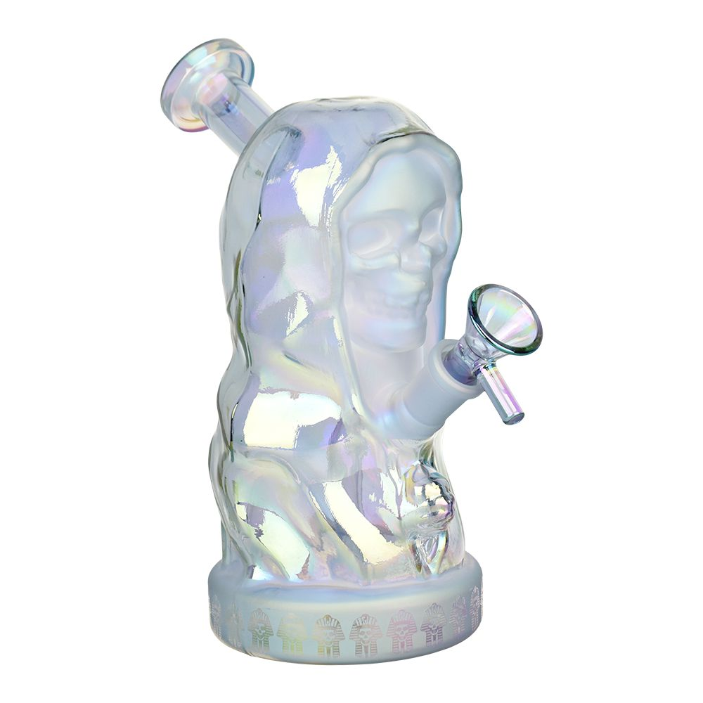 Hooded Skull Glass Water Pipe | 7.25" | 14mm F | Colors Vary