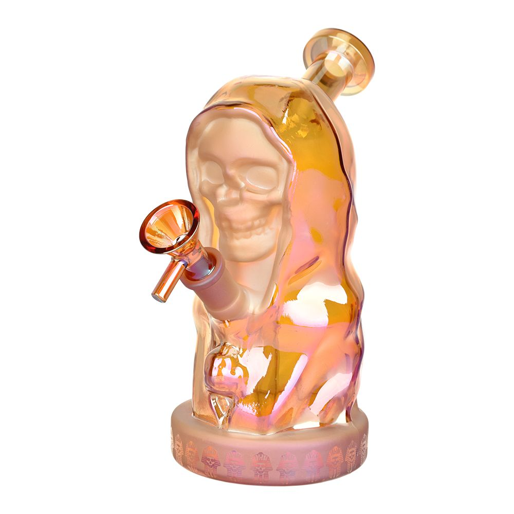 Hooded Skull Glass Water Pipe | 7.25" | 14mm F | Colors Vary