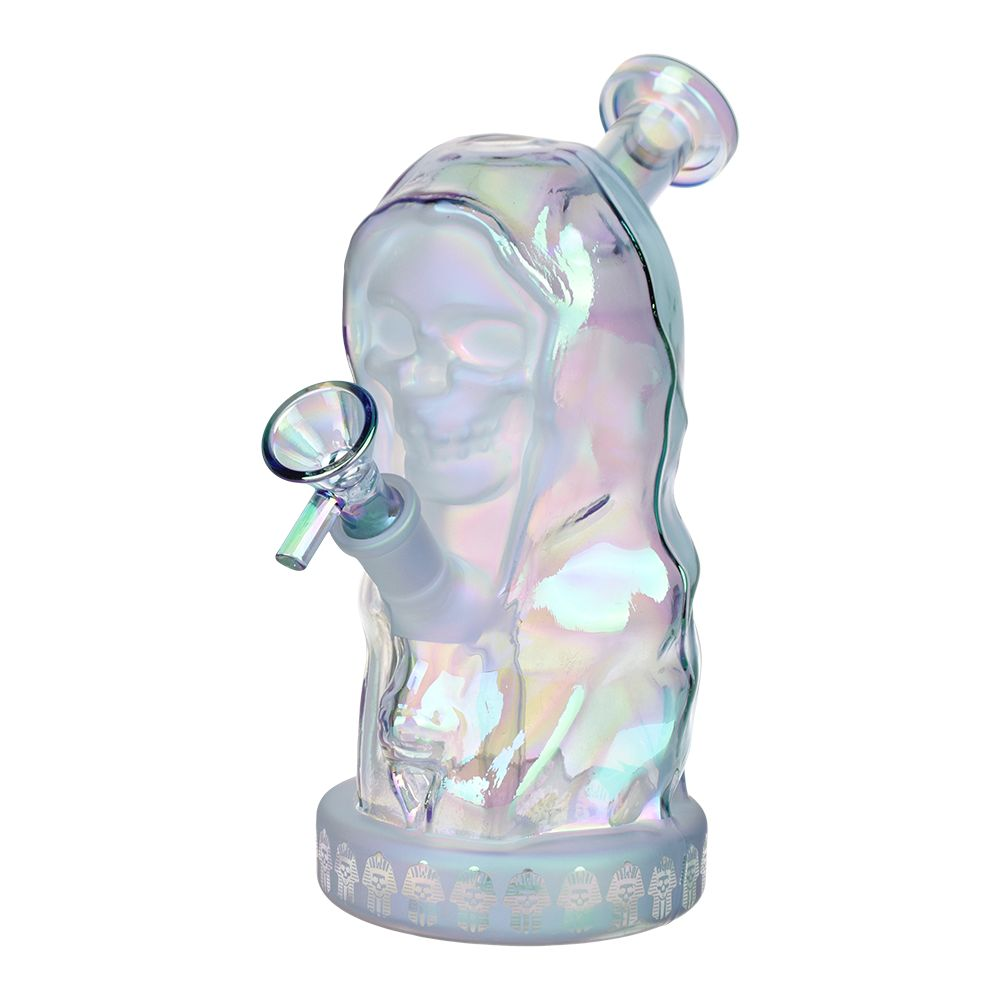 Hooded Skull Glass Water Pipe | 7.25" | 14mm F | Colors Vary