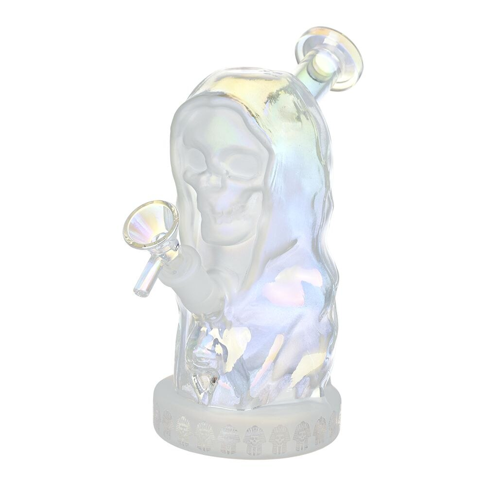 Hooded Skull Glass Water Pipe | 7.25" | 14mm F | Colors Vary