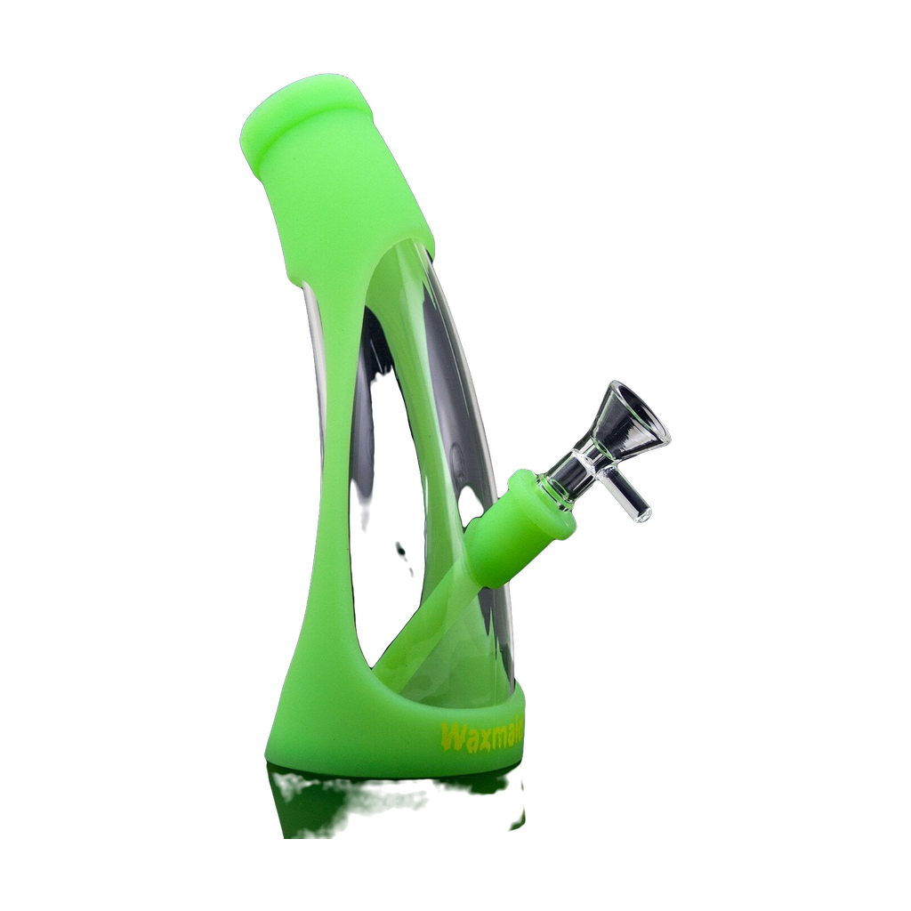 PILOT DIARY 8.6" Glow In The Dark Silicone Bong in Neon Green - Side View