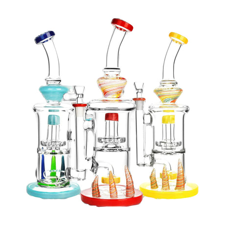 Colorful Horned Double Chamber Water Pipes with 90 Degree Joints, Front View