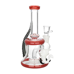 Unique Horned Elephant Water Pipe, 6.5" tall, 14mm female joint, Borosilicate Glass, front view