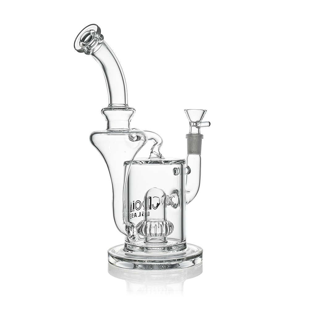 10" Hourglass Recycler Scientific Bong with Crown Perc | Croia Glass